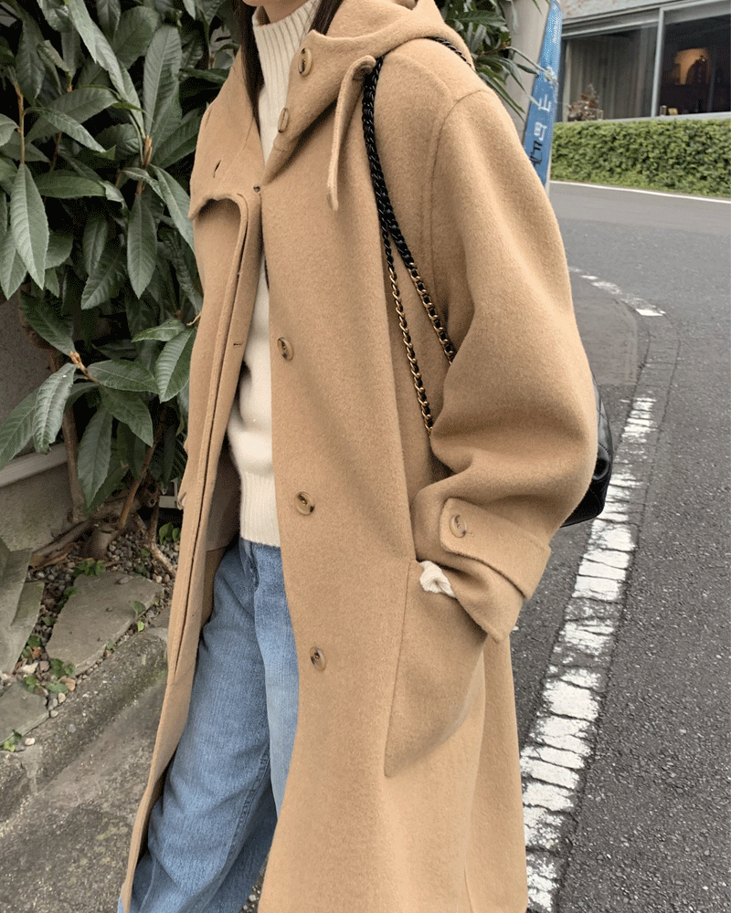Hidden hood handmade coat